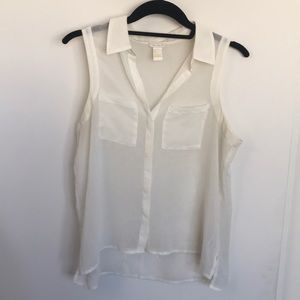 Sleeveless white blouse